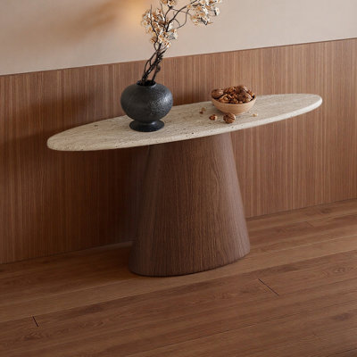Console ovale en pierre frittée