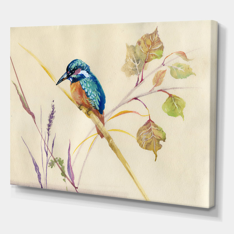 Oiseau martin-pêcheur commun - reproduction sur toile, H 30 po x l 40 po x p 1 po, Toile tendue
