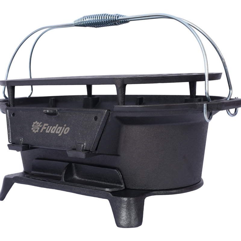 Barbecue 100% fonte - réchaud de camping portatif pour pique-niques et rassemblements, surface chauffante en égratignure, avec grilles amovibles, barbecues de table à transport facile, revêtement