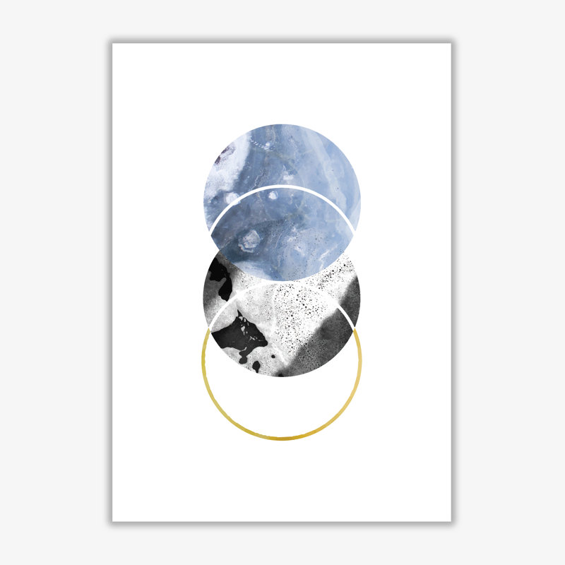 Blue And Gold Abstract Circles - Print, No Frame, 42 cm H x 30 cm W x 1 cm D