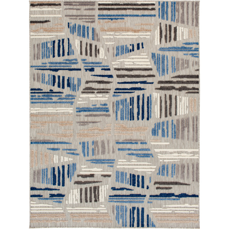Anagabriela Geometric Indoor / Outdoor Rug, Rectangle 7'10" x 9'10"