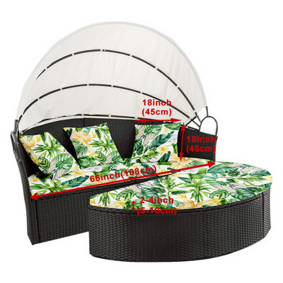 66-Inch 2 In 1 Round Daybed Cover Set, Includes Mattress Protector & 3 Separate Pillow Covers, 5-Pcs Outdoor Patio Furniture Protection by Latitude Run