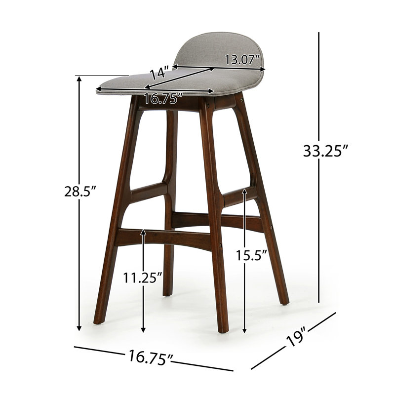 Mid-Century Modern Upholstered Dark Beige Barstools, Set of 2