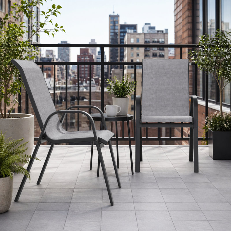 Chaise de patio empilable Modern, Gris