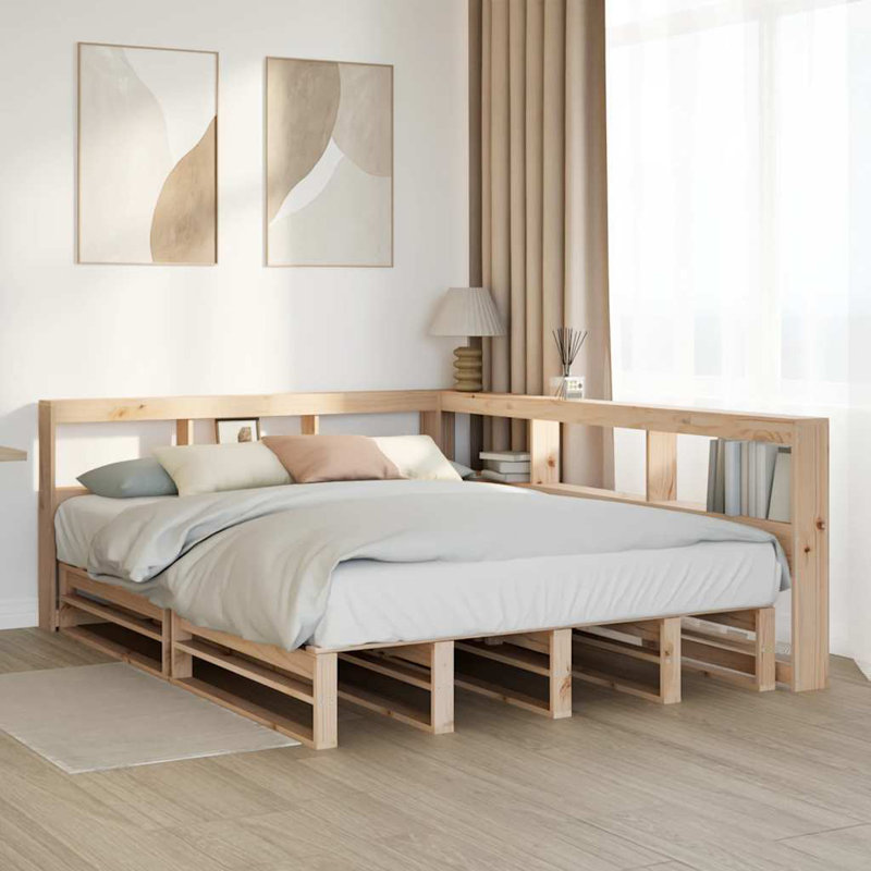 Solid Wood Storage Bed, Brown, Double (4'6)