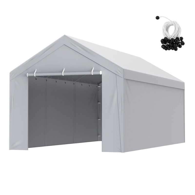Gray 10' x 20' PE Plastic Carport Replacement Canopy Cover