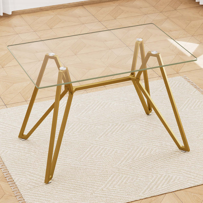 47.3'' Rectangular Glass Dining Table for 1-6, 30.3" H x 47.3" W x 29.5" D