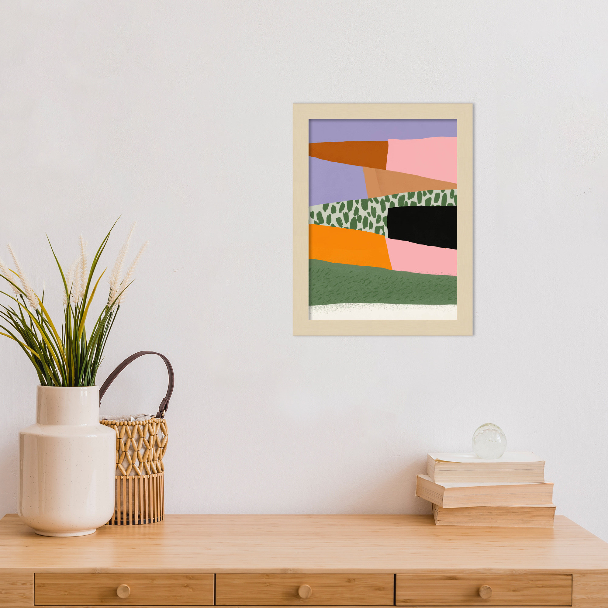 Abstract Minimalism Collage 02 by Little Dean Wood Framed Wall Art Print, Brown, 13" H x 10" W