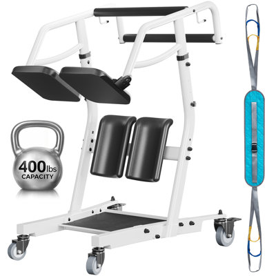 Sit to Stand Lift for the Elderly with Standing Assistance and Adjustable Height; Features a Safety Belt and Smooth Rolling, Lockable Casters.