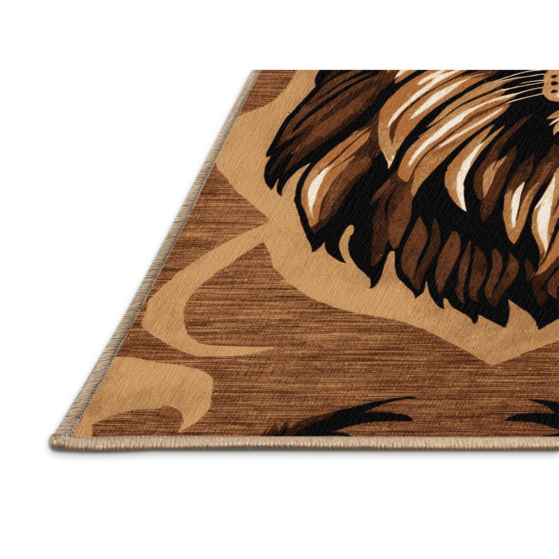Washable Lions Big Cats Area Rug, Rectangle 4' x 6'