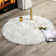 White Shag Faux Sheepskin Fluffy Fur Washable Area Rug with Gray Tip