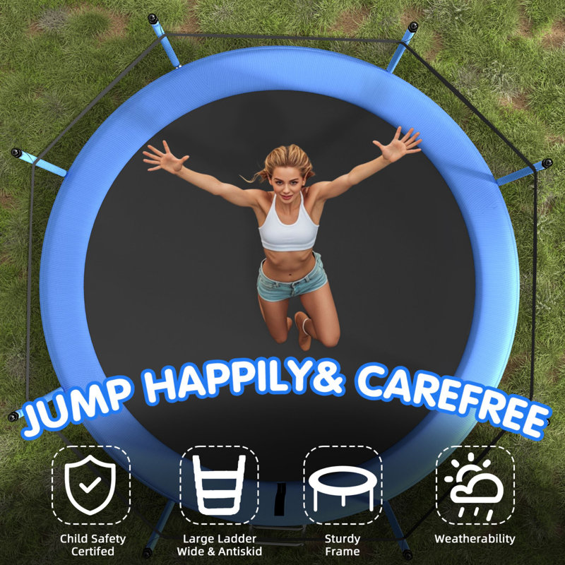  Trampoline SENCHO GINSYTALIOR 10 pi pour enfants, trampoline de cour arrière, trampoline de remise en forme de grande capacité avec panier de basketball