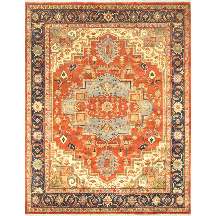 Serapi Hand-Knotted Rust/Navy Area Rug
