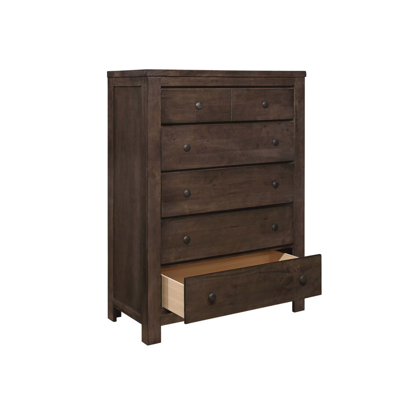 Stylish Brown 5-Drawer Chest with Spacious Storage, Perfect for Organizing and Enhancing Your Bedroom Decor.