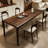 Walnut-colored solid wood rectangular dining table-1420073463
