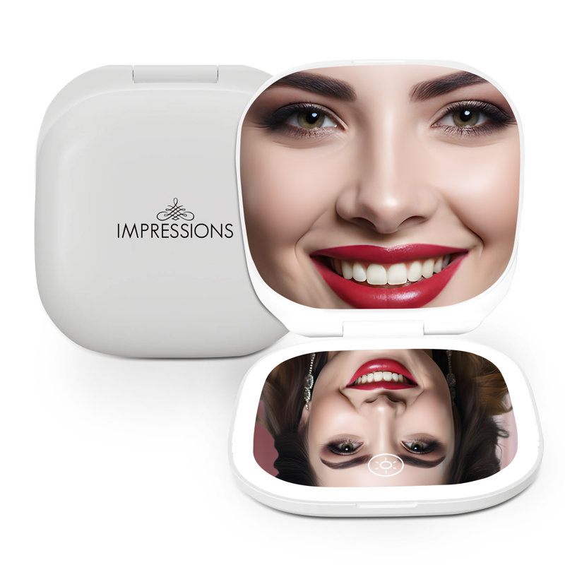 Illumi Square LED Compact Mirror for Women, Portable Lighted Travel Makeup Mirror with 10X Magnification