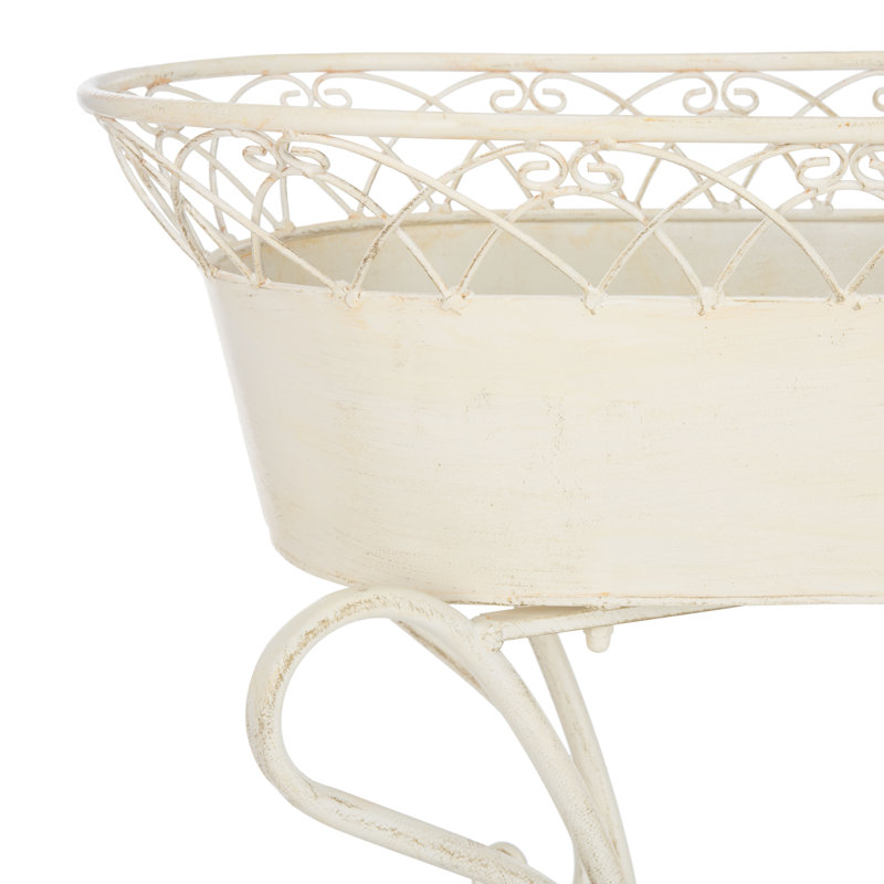 Elmo Metal Pot Planter, Pearl White