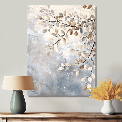 Branches, laissez dans la neige III - feuilles, impression sur métal