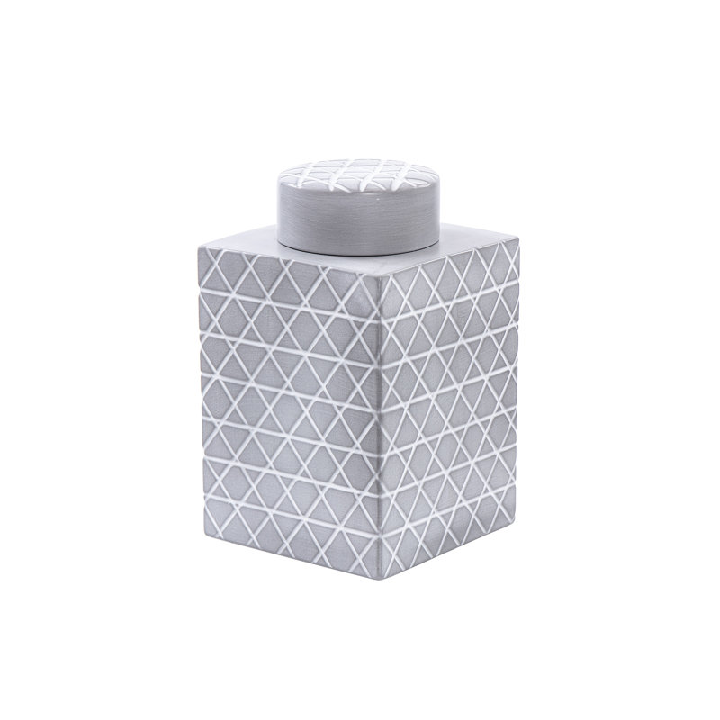 Ceramic Jar, 21cm H x 19cm W x 19cm D, Champagne