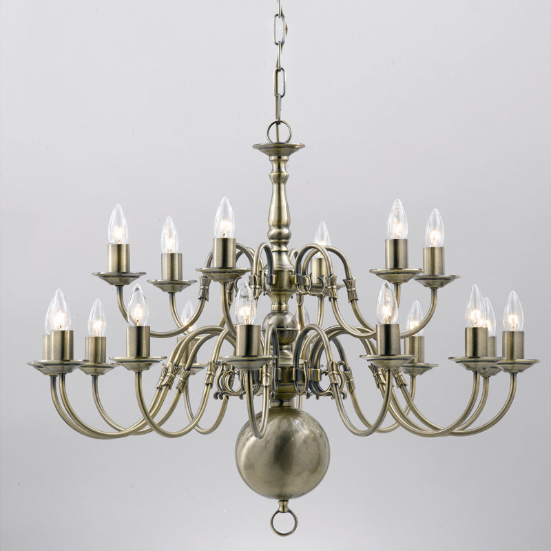 Roosevelt 18 - Light Chandelier, Antique Brass