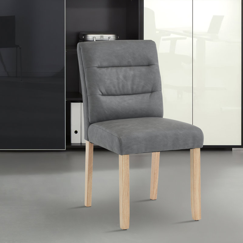 Aaroon 48cm H Upholstered Upholstered Back Side Chair in White, Grey