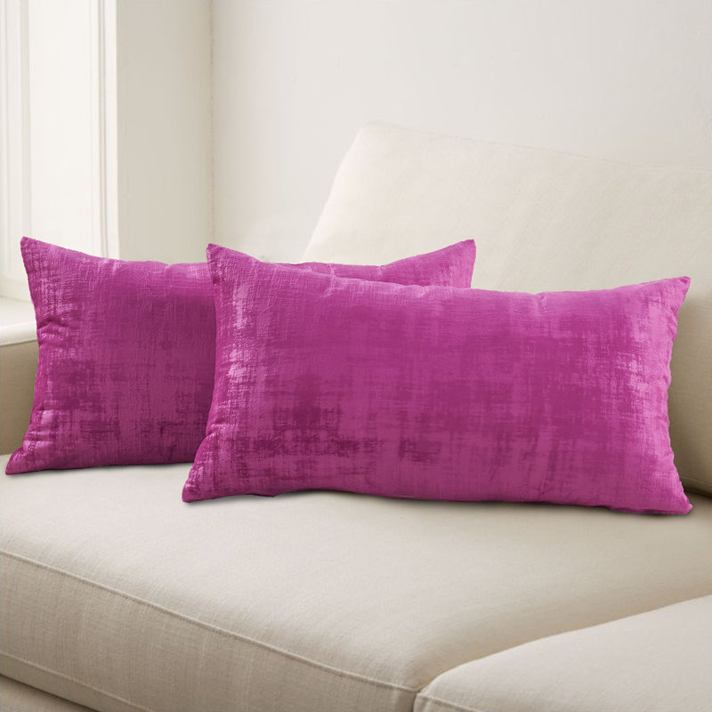 Housse de coussin rectangulaire en velours texturé, Rose framboise