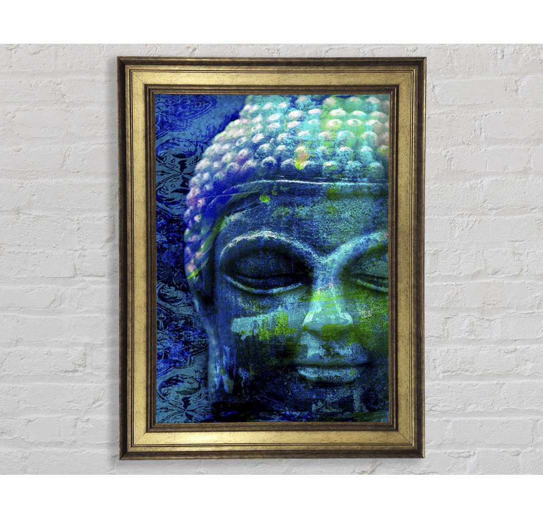 Retro Blue Buddha - Einzelner Bilderrahmen Kunstdrucke