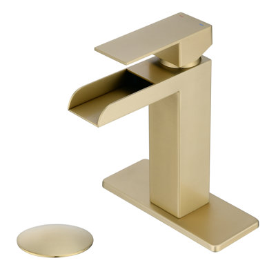 Robinet de lavabo de salle de bain moderne à poignée simple avec plateau et bonde escamotable Modern