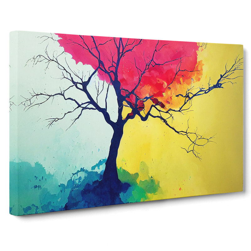 Bright Colourful Tree Abstract - Wrapped Canvas, 40cm H x 60cm W x 3cm D