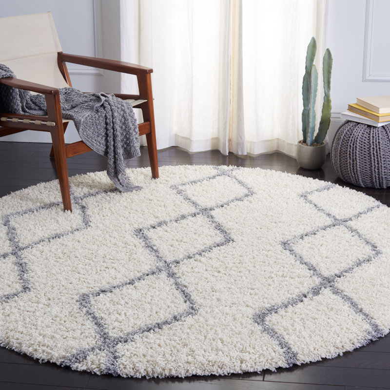 Millwright Shag 600 Performance Geometric Rug, Round 6'7"