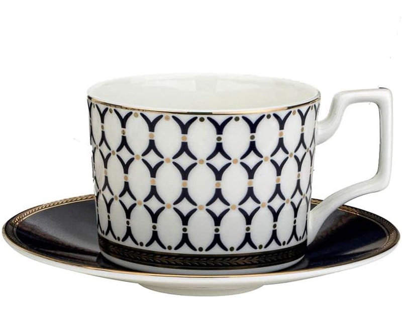 Tasse à thé en porcelaine Charnay, Bleu / blanc