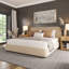 Premium Upholstered Crowder Bed with Headboard, Performance Fabric,-2016704782-2016704783