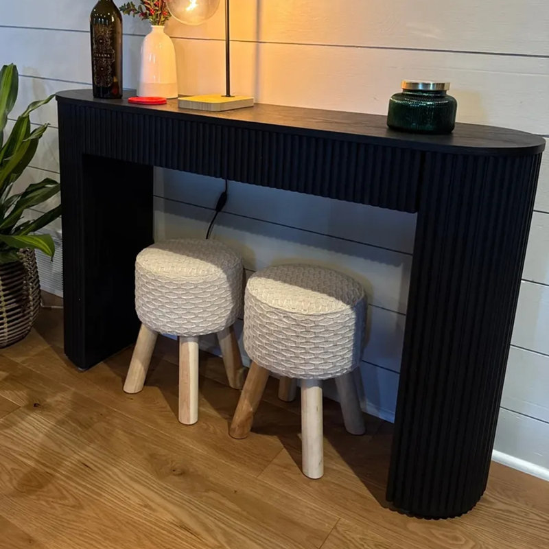 Console légère et luxueuse rétro, Noir, H 31,5 po x l 55,1 po x P 11,8 po