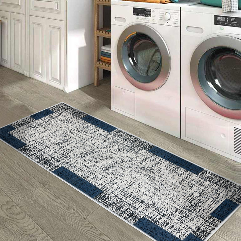 Tapis de cuisine Ananya, Bleu marine/blanc