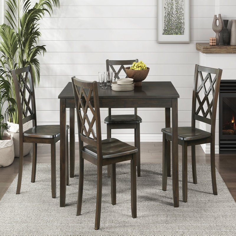 Ensemble de table à manger et quatre chaises d'appoint Classic Transitional, Brun, Brun