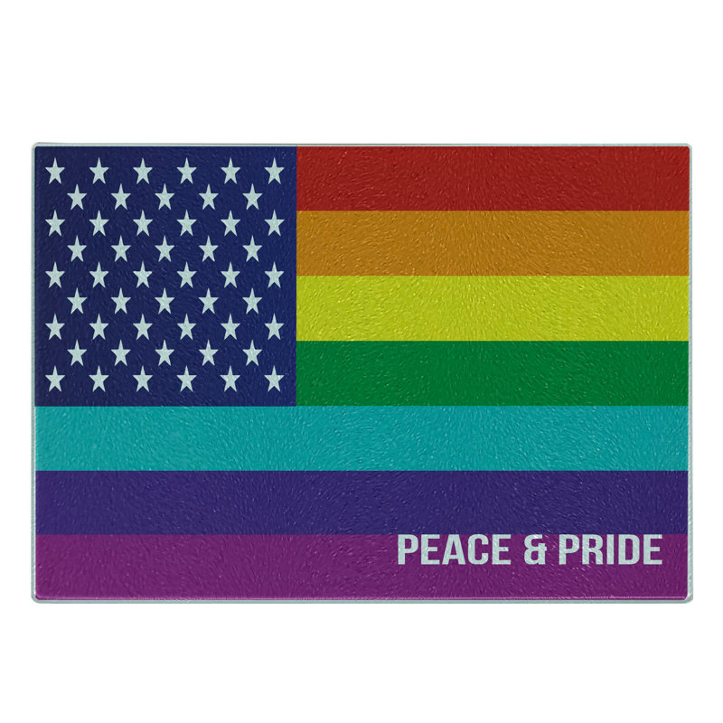 Multicolore Ambesonne, drapeau américain, planche à découper en verre trempé, fierté de la paix, multicolore