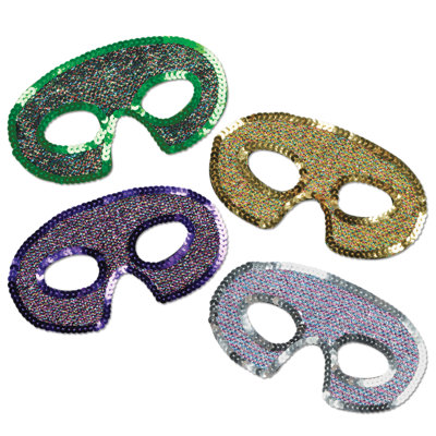 Sequin-Lame Half Masks - Pack of 12