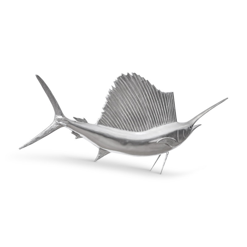 Silver Resin Sail Fish Wall Sculpture for Kids