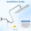 Pomme de douche à pluie de 12 pouces avec bras réglable robuste - Acier inoxydable, débit maximal de 2 GPM, pomme de douche carrée autonettoyante de 12 po au look luxueux,