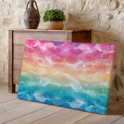 Toile «Un ciel de rêve vibrant» rempli de doux nuages tourbillonnants dans un art mural
