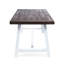 Table de salle à manger d'extérieur en bois et structure en métal rustique blanc, finition brun foncé, 29,5 po de hauteur, 70,0 po de largeur, 35,06 po de profondeur, 300 lb de capacité, pièces d'assemblage
