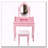 Pink Princess Vanity Desk Set with 360° Rotating Mirror, 4 Drawers and Stool-1639920632