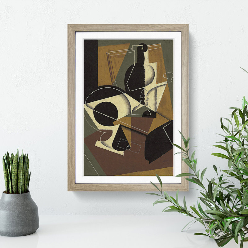 Cafe Moulin by Juan Gris - Picture Frame Painting, 65cm H x 48cm W x 2cm D, Oak Framed