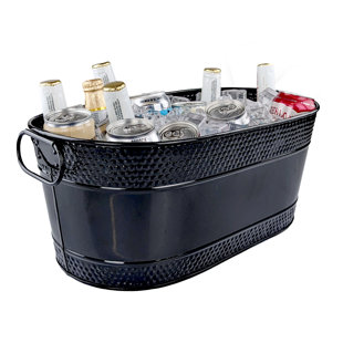 Tin Bucket Oval Galvanized Tub Metal Beverage Tub Wine Beer Bottle Bucket  Wine Ice Holder Portable Party Drink Chiller Oval Storage Bucket Bin For  Sea