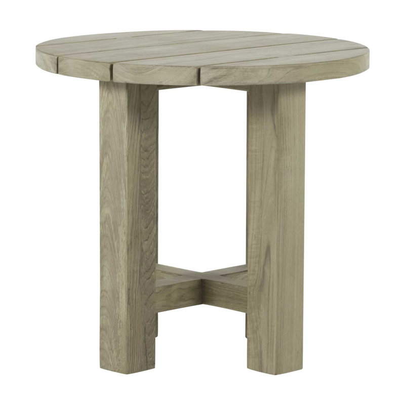 Croquet Teak Outdoor Side Table, Oyster Teak