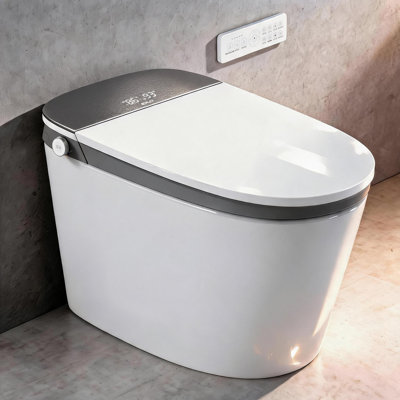 Smart Bidet Toilet with Clean Foam Shield Splash Proof, 1000g MaP Powerful Flush,ADA Comfort Height, Auto Open/Close & Foot Sensor Operation,Moving/Fast Warm Air Dryer, Built in Tank, Blackout Flush, Luxury One-piece Elongated Toilet Bidet