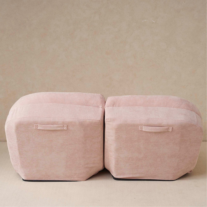 Convertible Fold-Out Double Sofa Bed, Pink Fabric