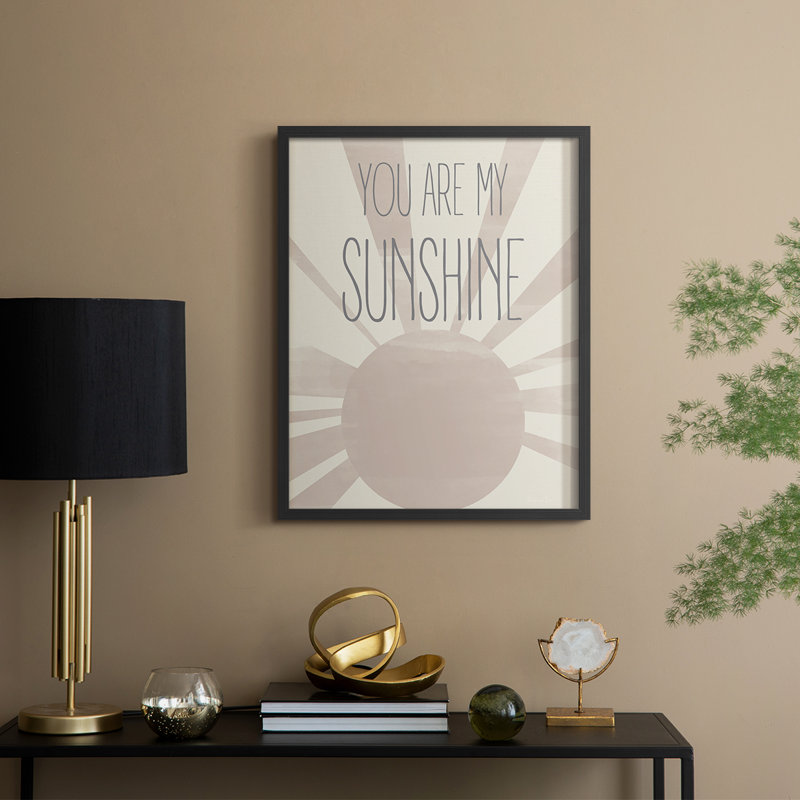 Reproduction encadrée soleil - bois massif, H 21 po x l 17 po, Noir, noir, noir, noir