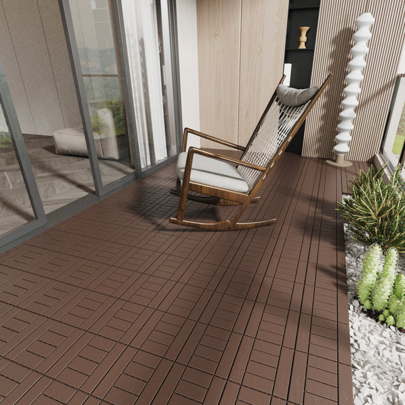 Carreaux de terrasse de style H de 12 po, carreaux de terrasse à emboîtement de module de bricolage, carreaux de cour faciles et rapides à installer pour le porche, le balcon de la piscine, la cour arrière, 44 pièces
