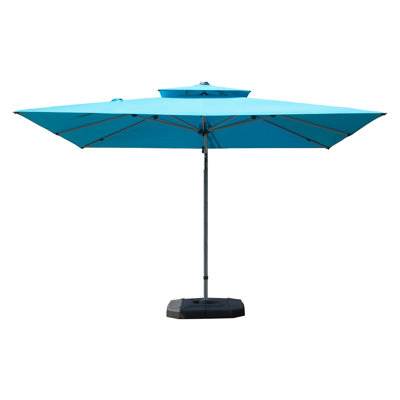Parasol en porte-à-faux rectangulaire 9 pi x 11 pi avec mât central, bleu lac (base non incluse)